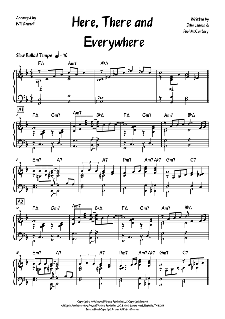 Here, There And Everywhere Piano Solo scores gallery preview page 1
