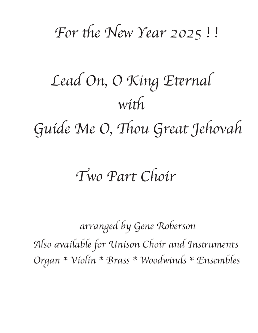 Lead On O King Eternal with Guide Me O Great Jehovah Choral 2 Part 2-Part scores gallery preview page 1