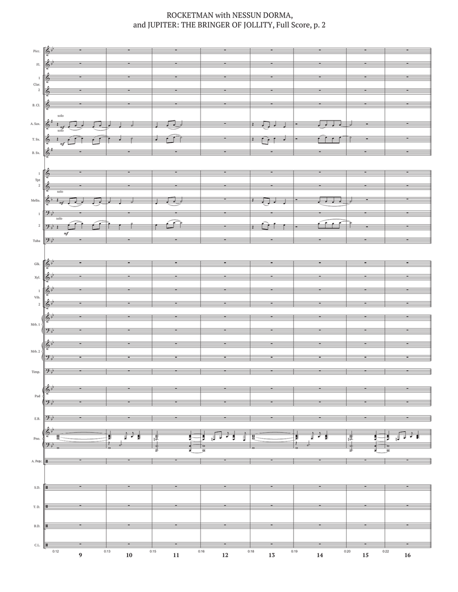 Medley: Rocket Man (I Think It's Gonna Be A Long Long Time) with Nessun Dorma and Jupiter: The Br... Marching Band scores gallery preview page 2
