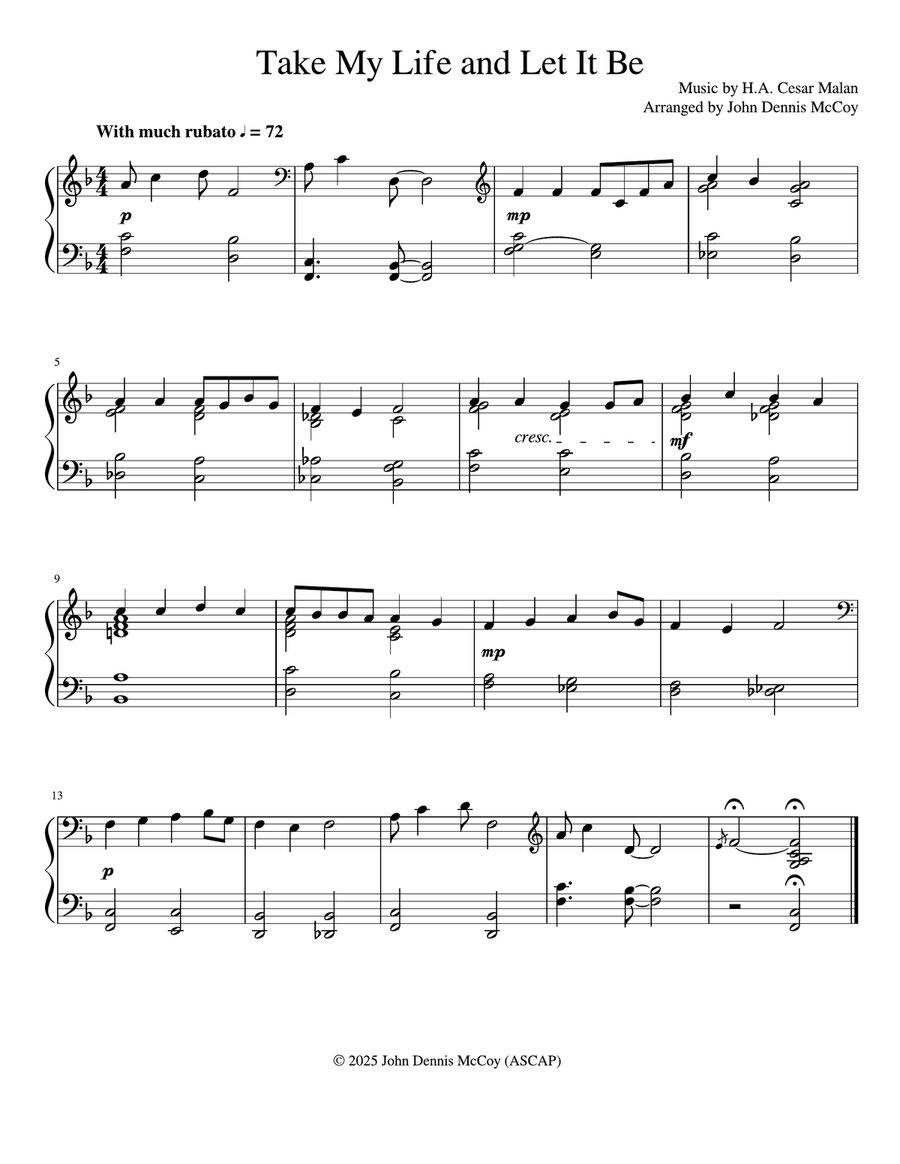 Take My Life and Let It Be Piano Solo scores gallery preview page 1