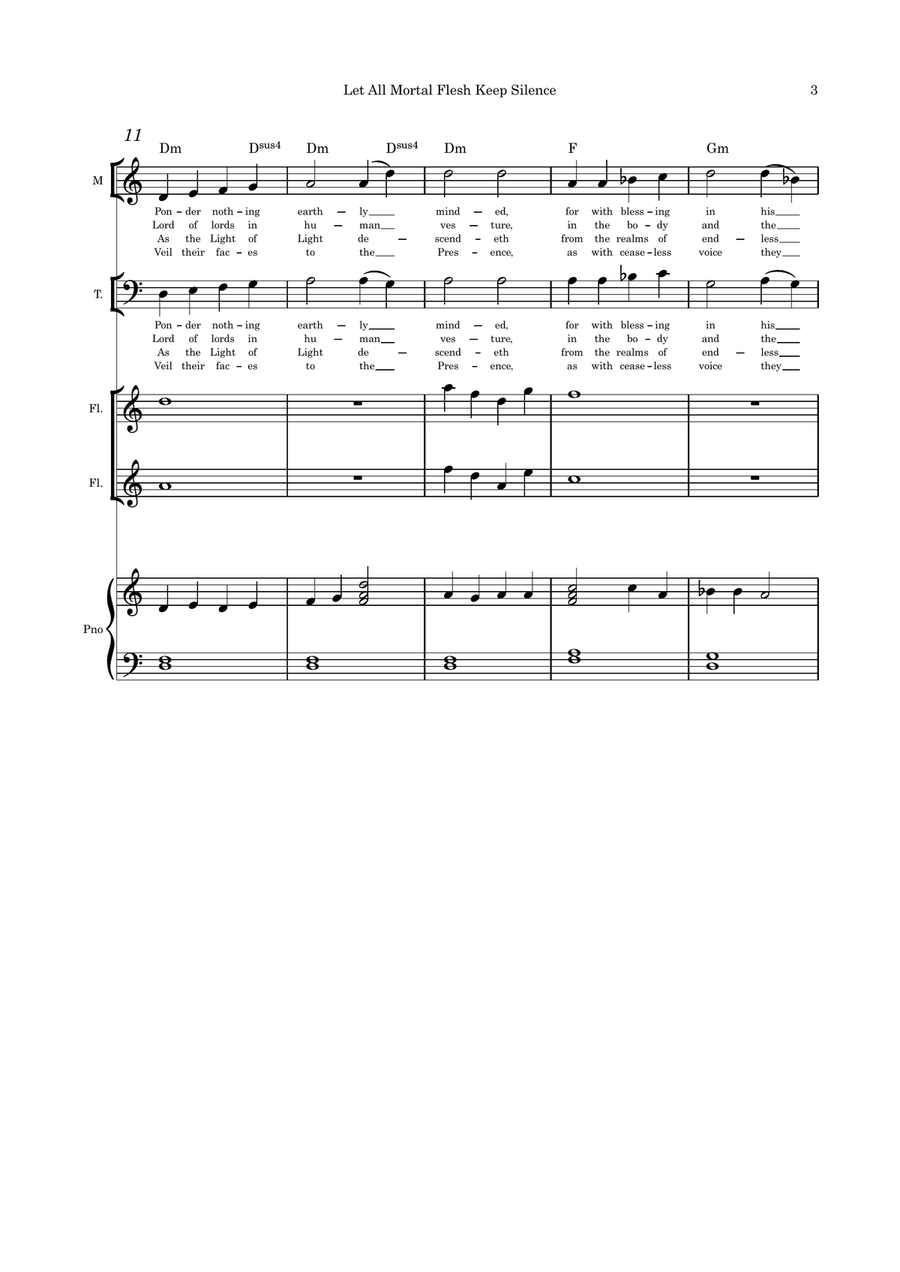 Let All Mortal Flesh Keep Silence Mezzo Sop, Tenor with Flute duet and Piano Flute Duet scores gallery preview page 3