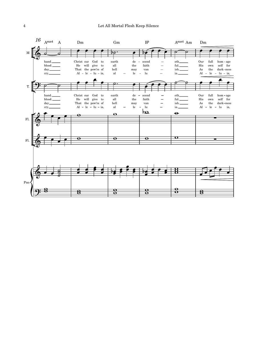 Let All Mortal Flesh Keep Silence Mezzo Sop, Tenor with Flute duet and Piano Flute Duet scores gallery preview page 4