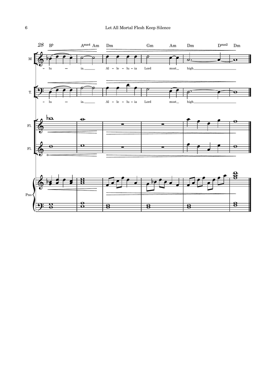 Let All Mortal Flesh Keep Silence Mezzo Sop, Tenor with Flute duet and Piano Flute Duet scores gallery preview page 6