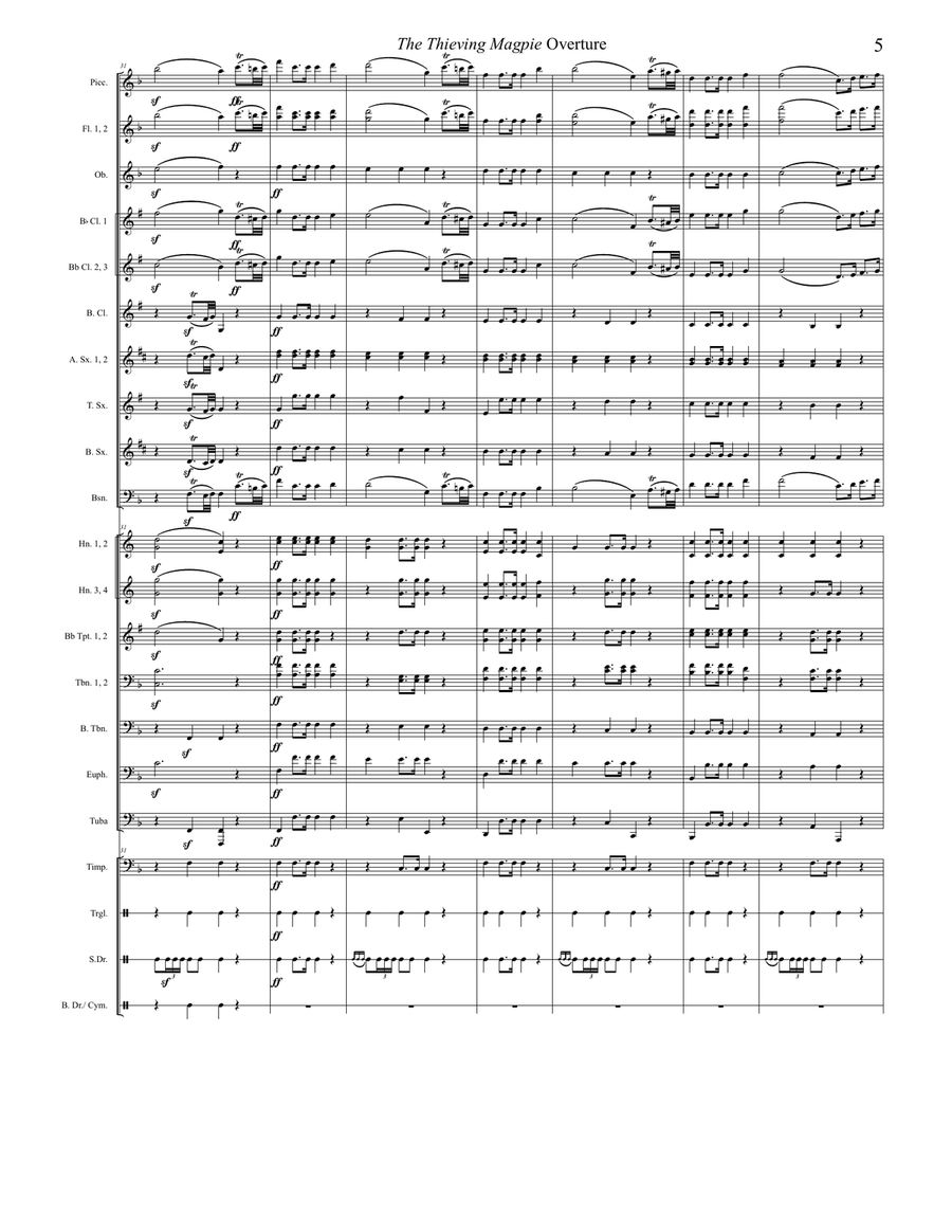 The Thieving Magpie Overture Concert Band scores gallery preview page 5
