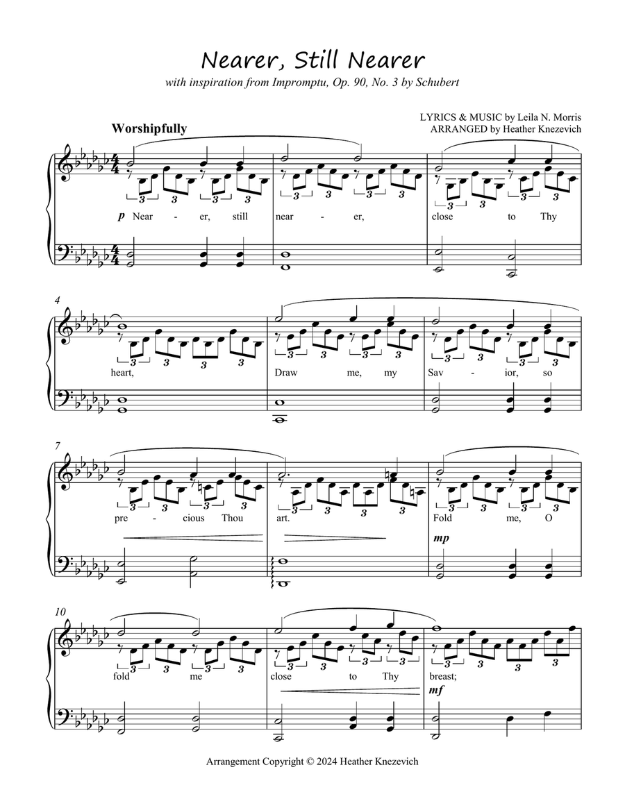 Nearer, Still Nearer in the style of Schubert Piano Solo scores gallery preview page 1