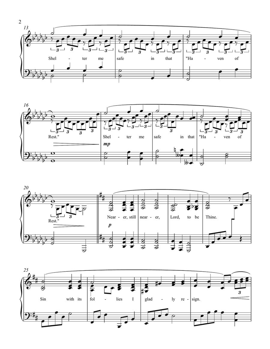 Nearer, Still Nearer in the style of Schubert Piano Solo scores gallery preview page 2