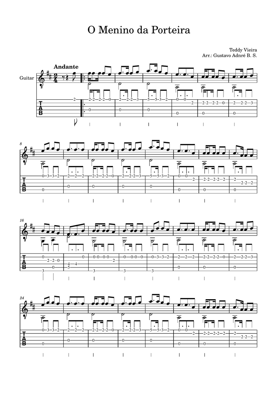 O Menino Da Porteira O Menino Da Porteira Guitar Solo scores gallery preview page 1
