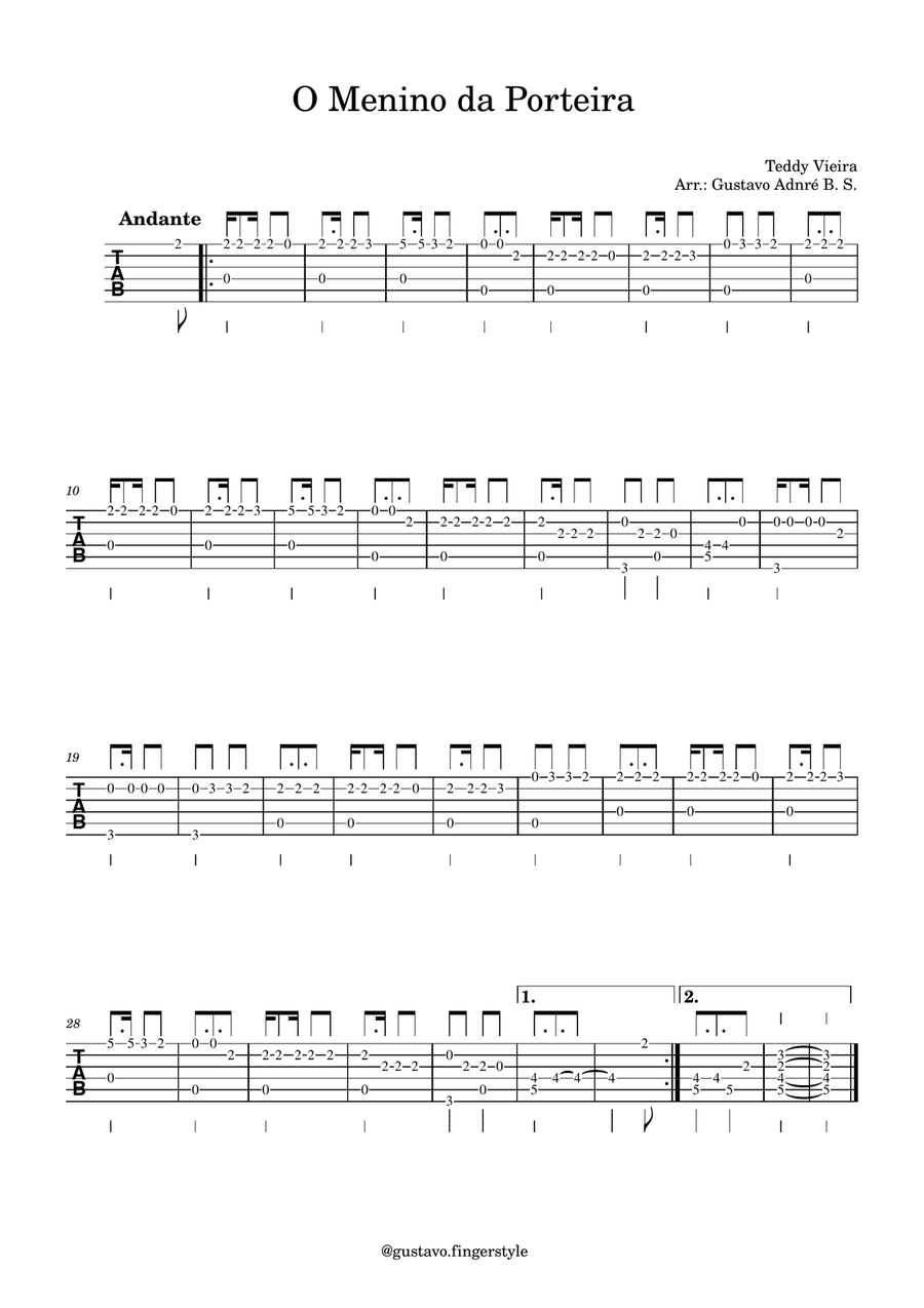 O Menino Da Porteira O Menino Da Porteira Guitar Solo scores gallery preview page 1
