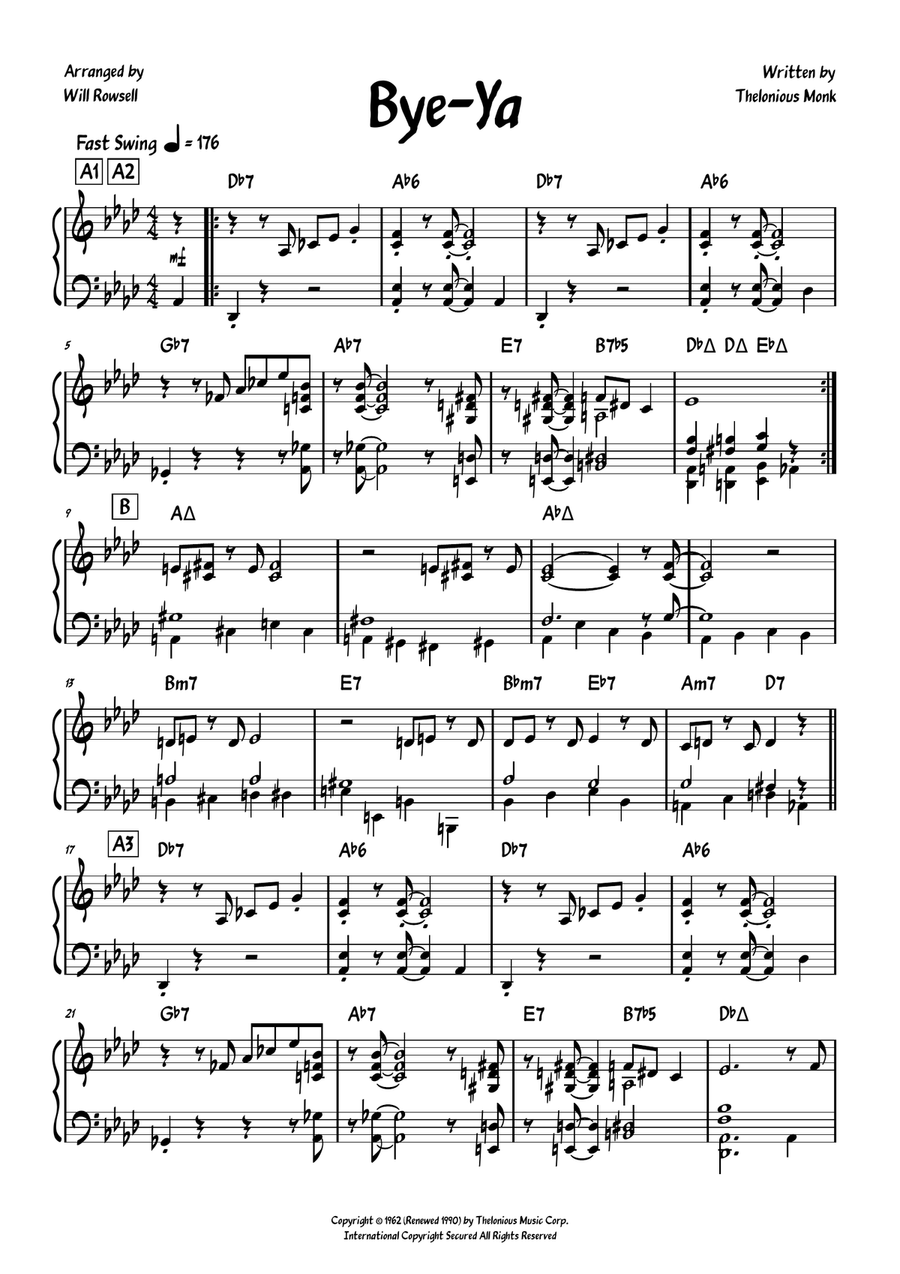 Bye-Ya Piano Solo scores gallery preview page 1