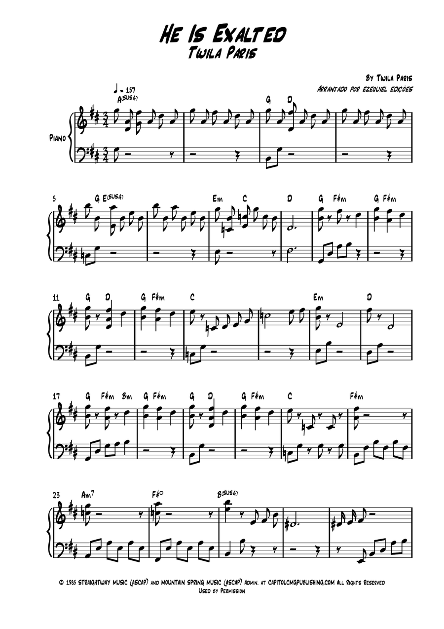 He Is Exalted He Is Exalted Easy Piano scores gallery preview page 1
