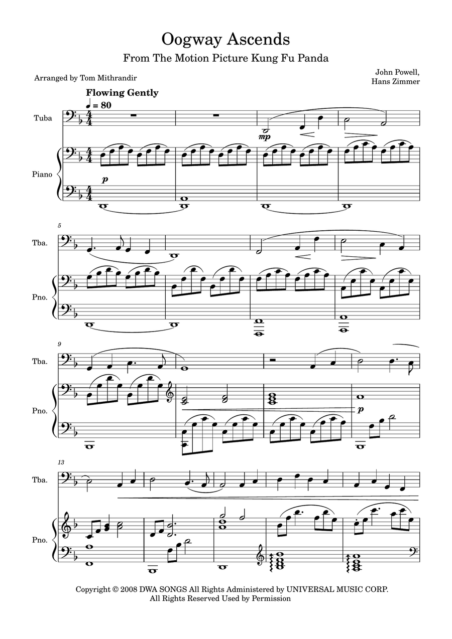 Oogway Ascends Piano scores gallery preview page 1