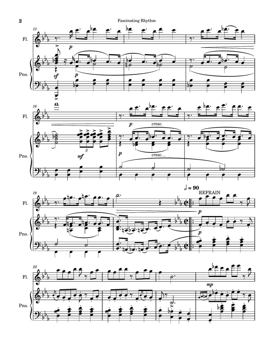 Fascinating Rhythm (George Gershwin. For Solo Flute with piano accompaniment) Flute Solo scores gallery preview page 2