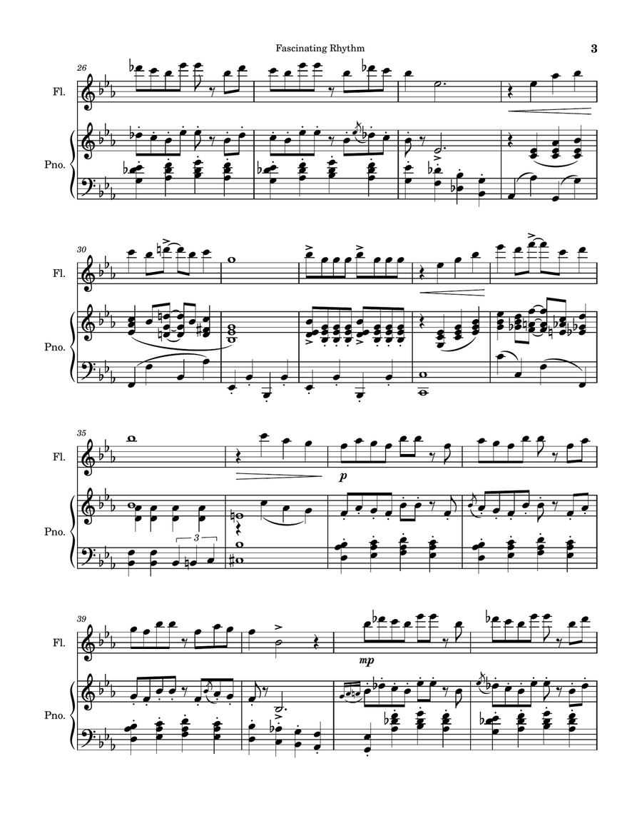 Fascinating Rhythm (George Gershwin. For Solo Flute with piano accompaniment) Flute Solo scores gallery preview page 3