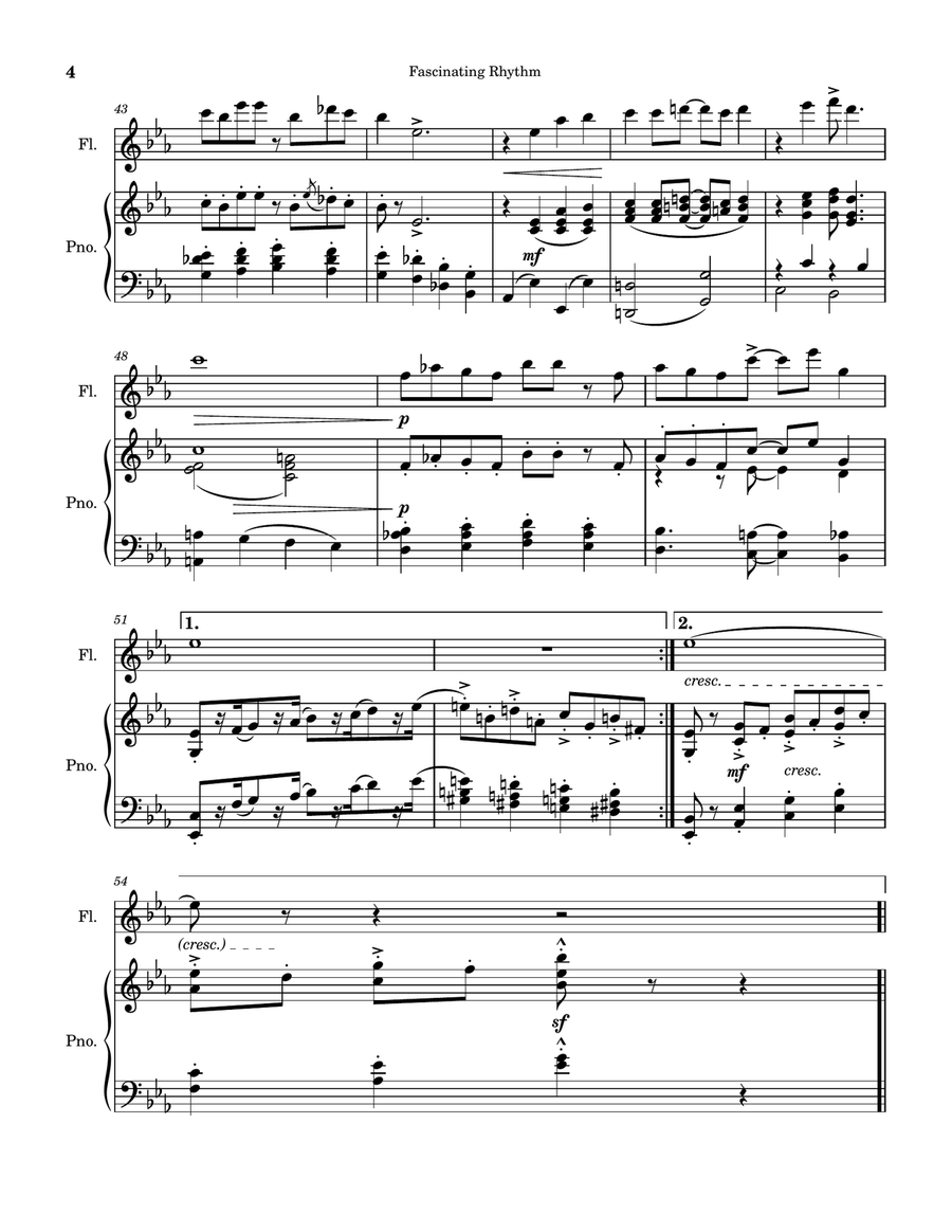 Fascinating Rhythm (George Gershwin. For Solo Flute with piano accompaniment) Flute Solo scores gallery preview page 4