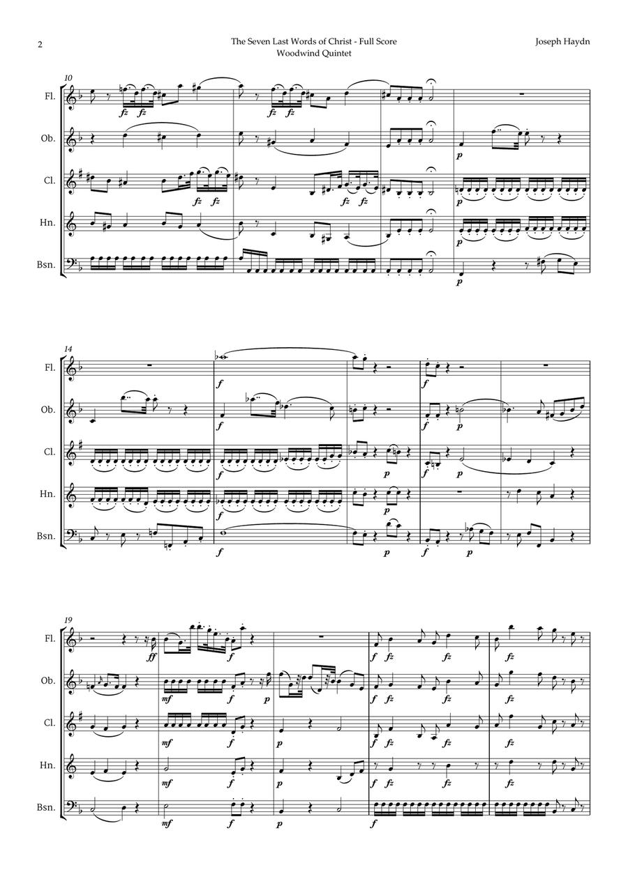 The Seven Last Words of Christ by Haydn for Woodwind Quintet Woodwind Quintet scores gallery preview page 2