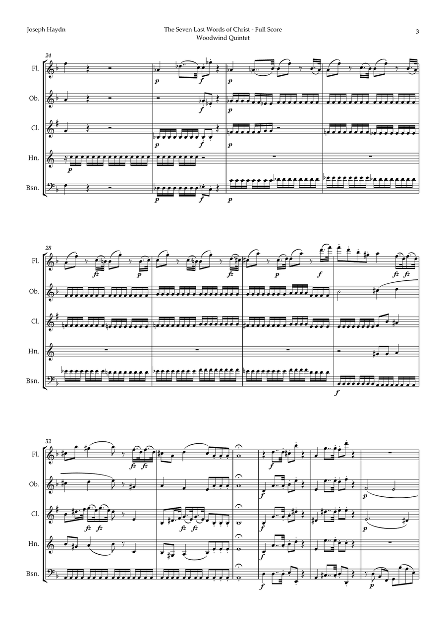 The Seven Last Words of Christ by Haydn for Woodwind Quintet Woodwind Quintet scores gallery preview page 3