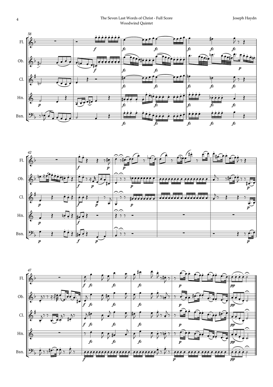 The Seven Last Words of Christ by Haydn for Woodwind Quintet Woodwind Quintet scores gallery preview page 4