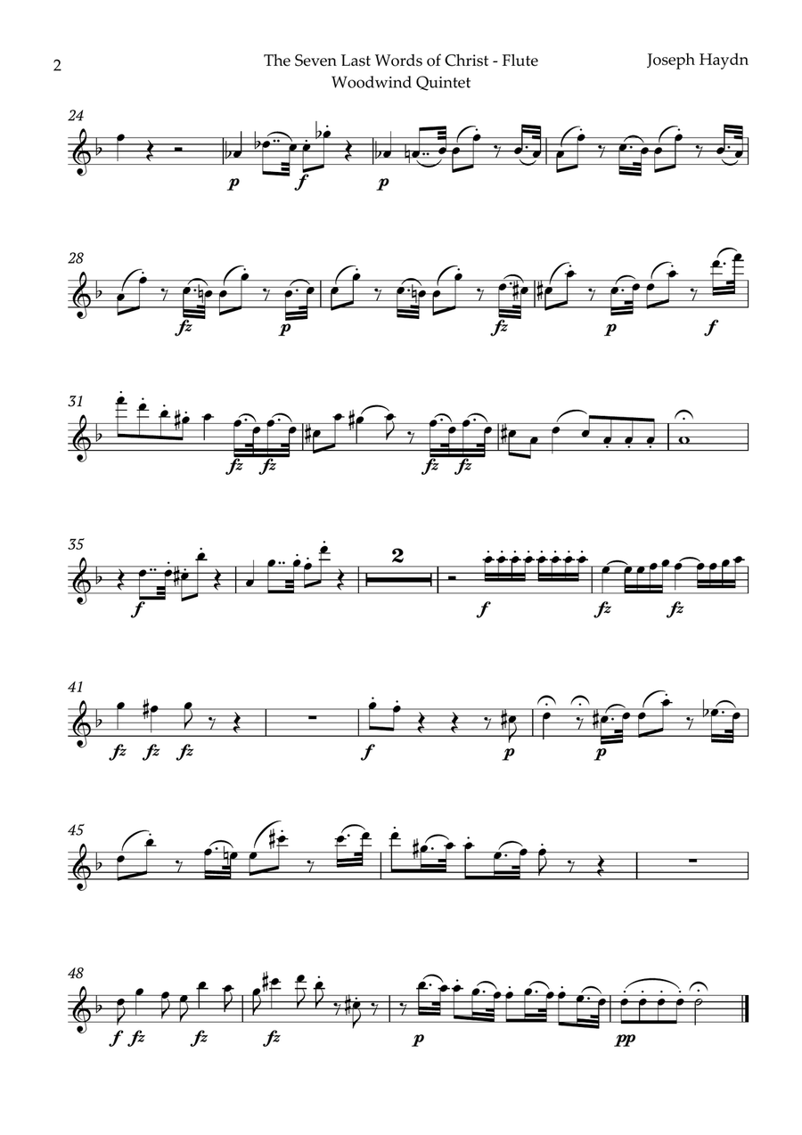The Seven Last Words of Christ by Haydn for Woodwind Quintet Woodwind Quintet scores gallery preview page 6
