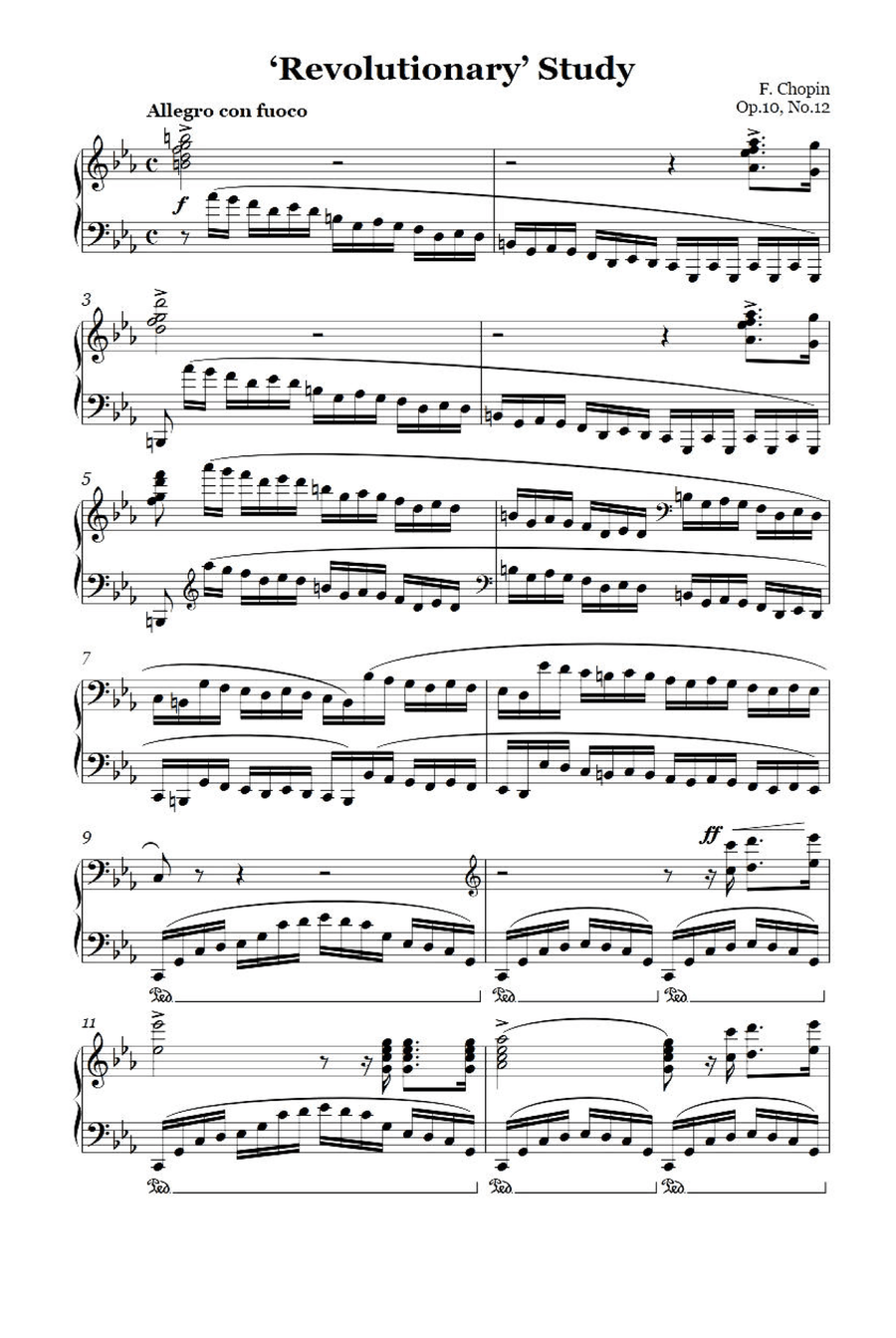 Revolutionary Op.10, No.12 - Fryderyk Fanciszek Chopin Piano Solo scores gallery preview page 1