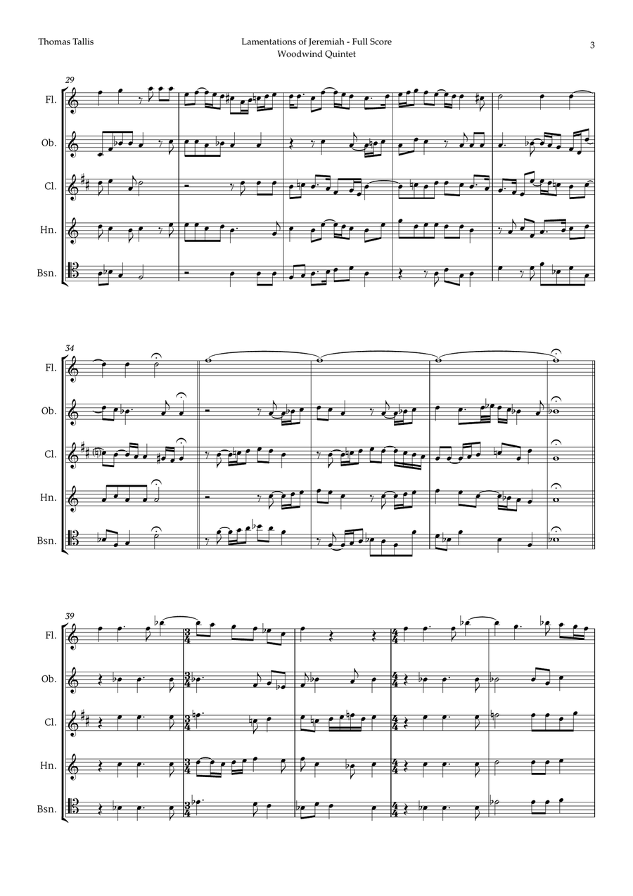 Lamentations of Jeremiah by Thomas Tallis for Woodwind Quintet Woodwind Quintet scores gallery preview page 3