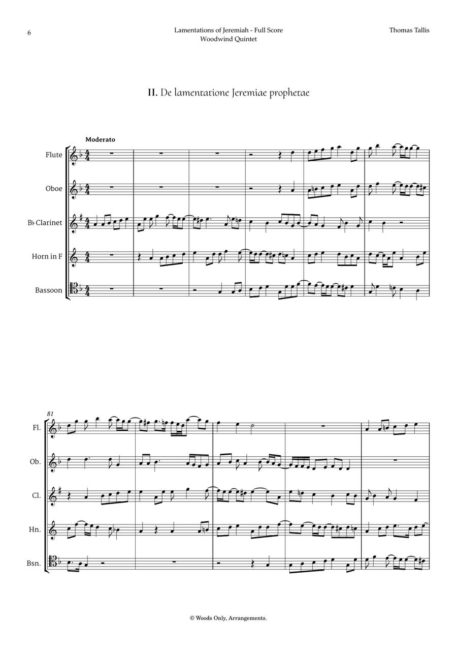 Lamentations of Jeremiah by Thomas Tallis for Woodwind Quintet Woodwind Quintet scores gallery preview page 6