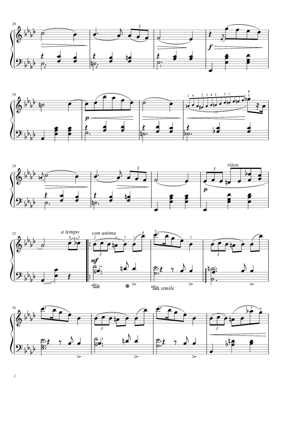 Waltz Op.69 No. 1 in A♭ Major Valse De L’adieu - Fryderyk Fanciszek Chopin Piano Solo scores gallery preview page 2