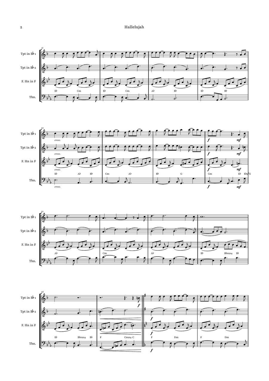 Hallelujah Brass Quartet scores gallery preview page 2