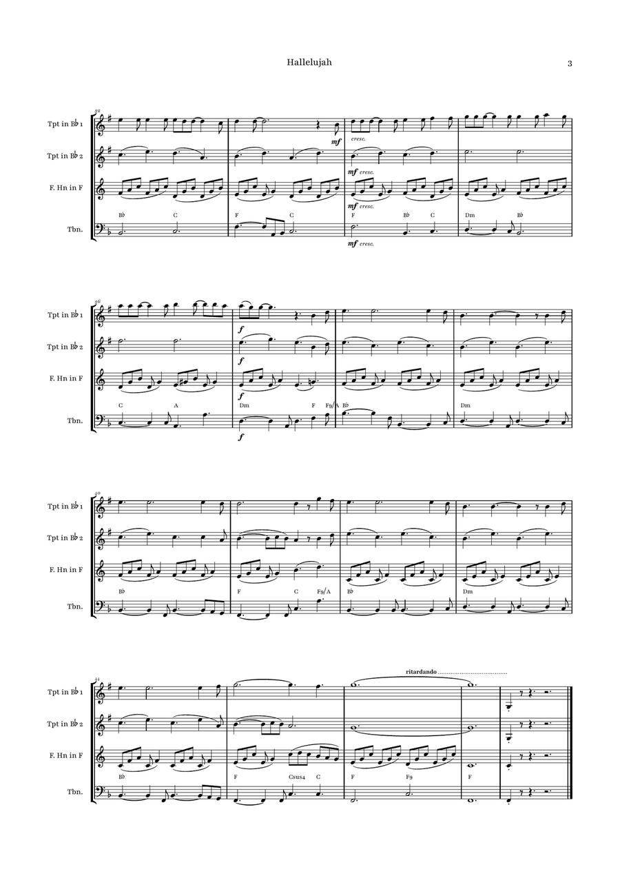 Hallelujah Brass Quartet scores gallery preview page 3