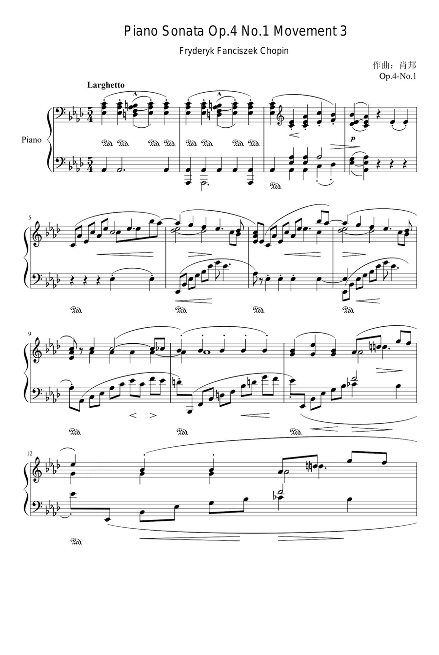 Piano Sonata Op.4-No.1 Movement 3 - Fryderyk Fanciszek Chopin Piano Solo scores gallery preview page 1