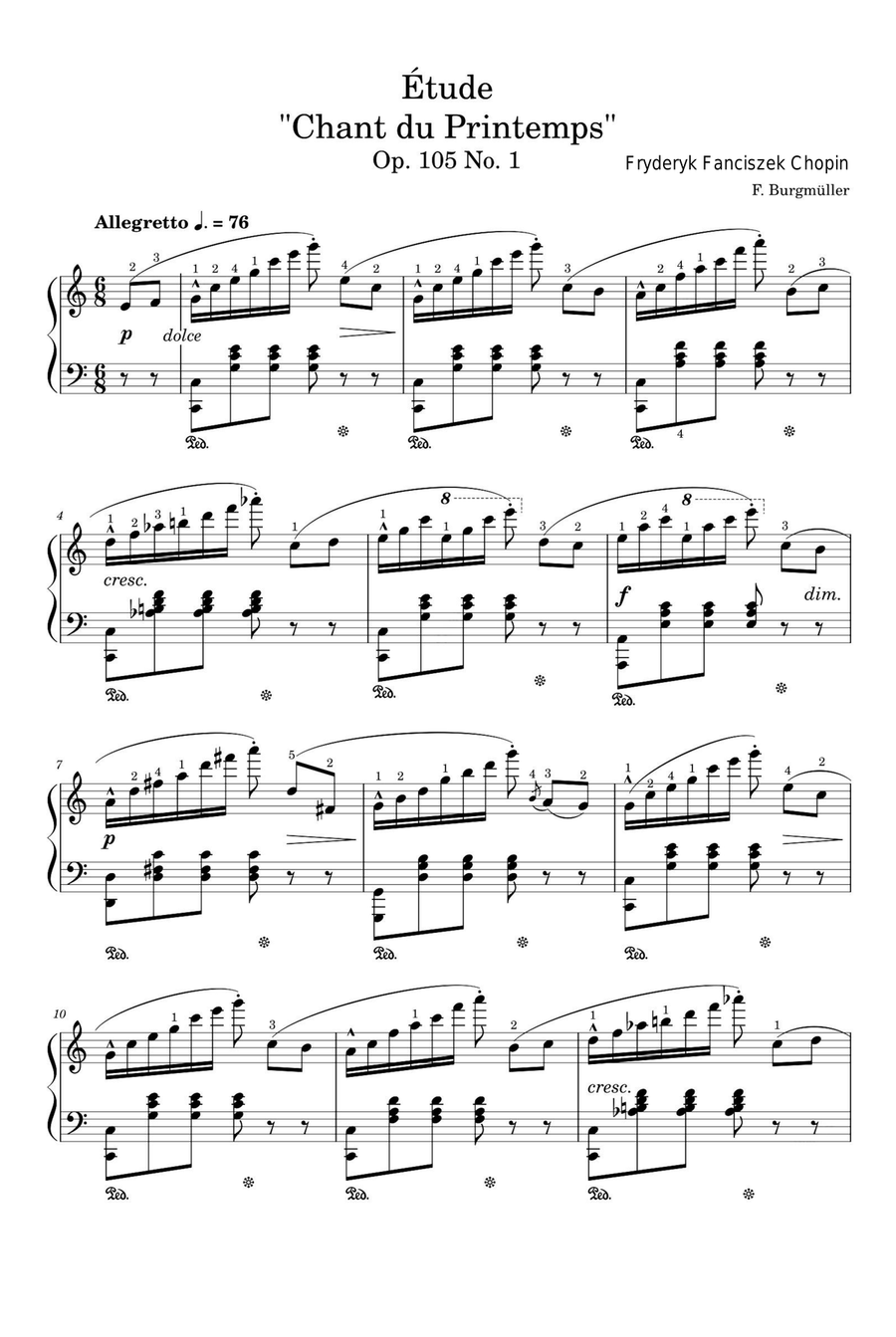 Étude Op. 105 No. 1 Chant du Printemps - Fryderyk Fanciszek Chopin Piano Solo scores gallery preview page 1