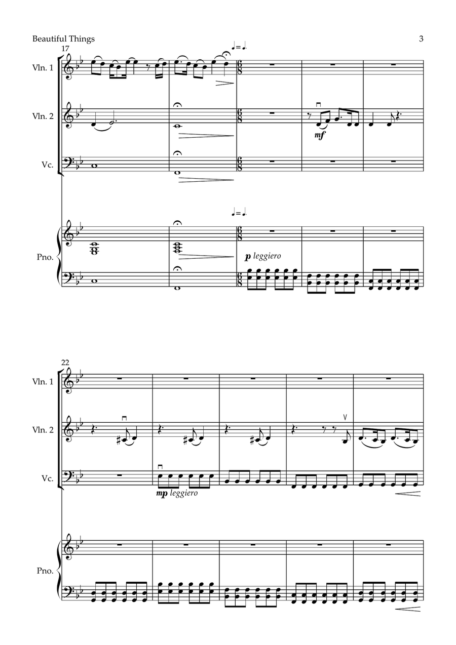 Beautiful Things Piano Quartet scores gallery preview page 3