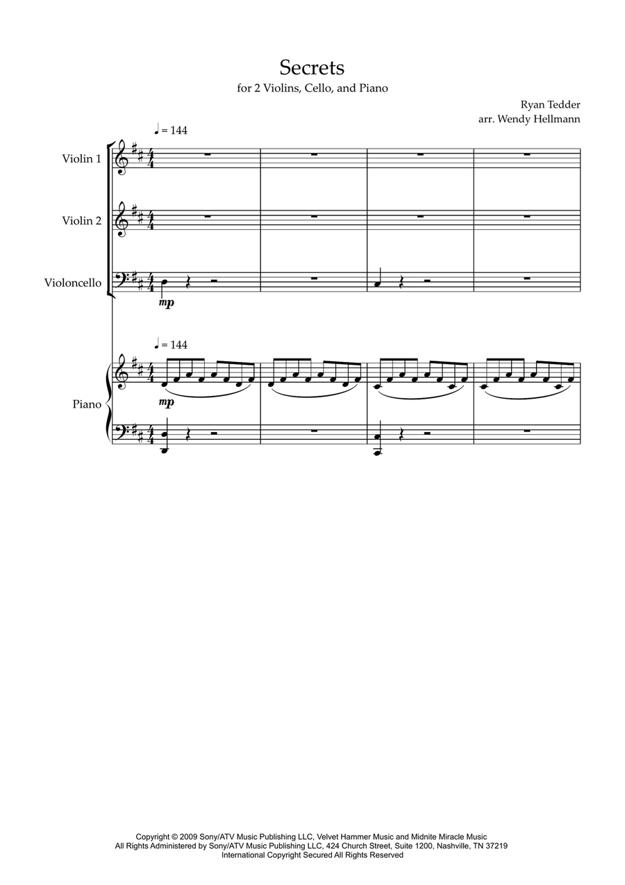 Secrets Piano Quartet scores gallery preview page 1