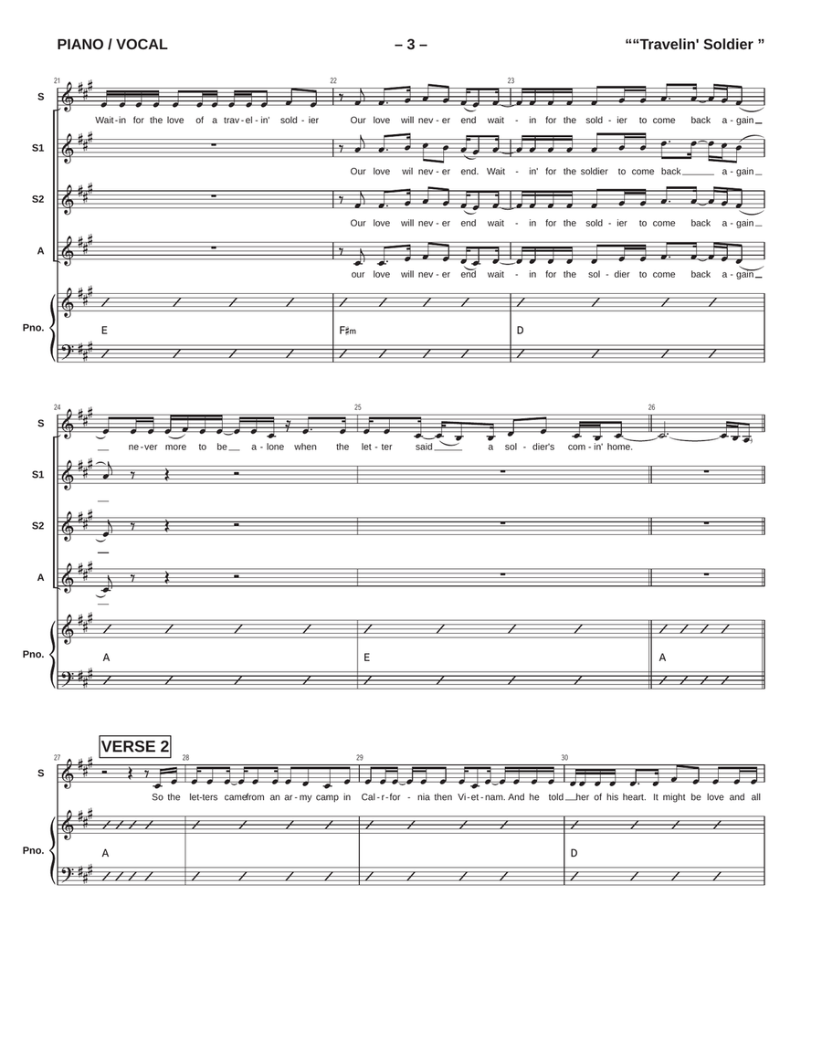 Travelin' Soldier Travelin' Soldier Divisi scores gallery preview page 3