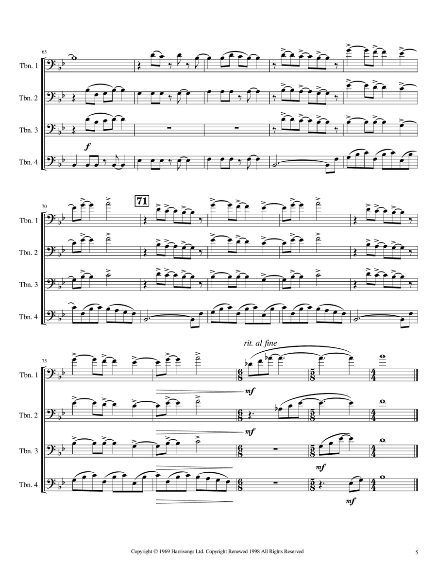 Here Comes The Sun Here Comes The Sun Brass Quartet scores gallery preview page 5