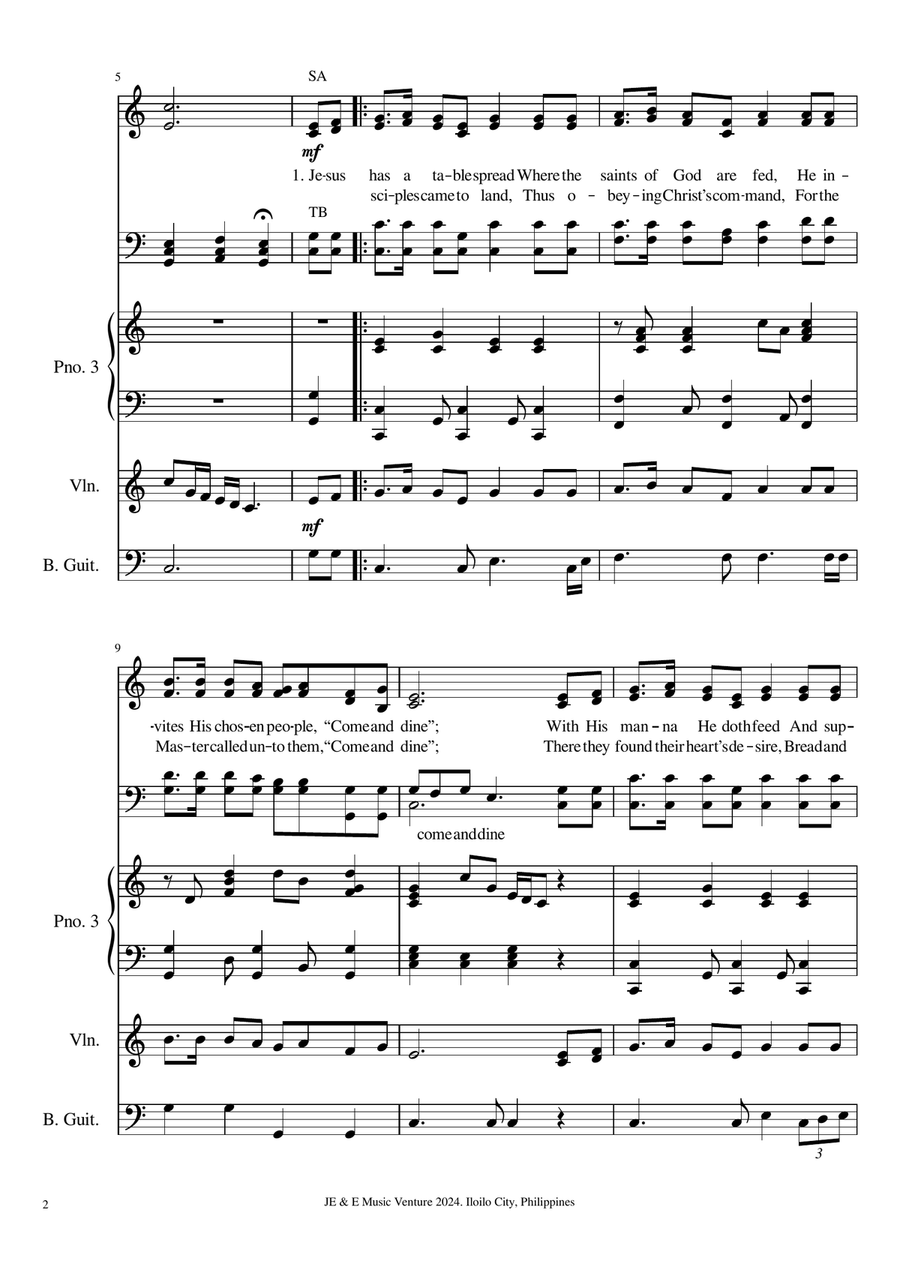 Come and Dine (Choir and Mixed Ensemble) Divisi scores gallery preview page 2