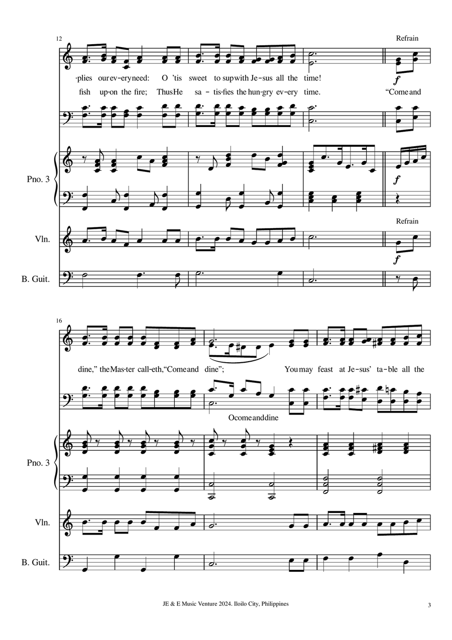 Come and Dine (Choir and Mixed Ensemble) Divisi scores gallery preview page 3