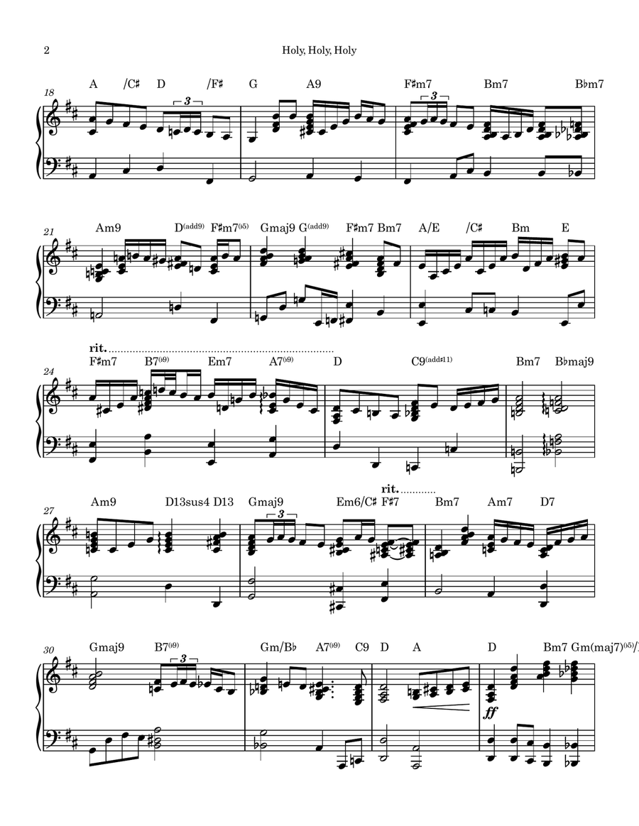 Holy, Holy, Holy Holy, Holy, Holy Piano Solo scores gallery preview page 2