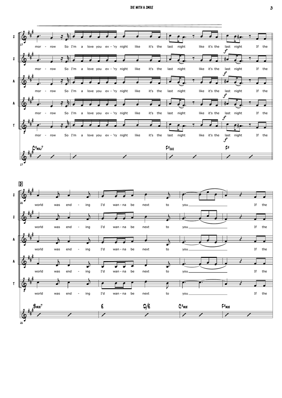 Die With A Smile Die With A Smile 4-Part scores gallery preview page 3