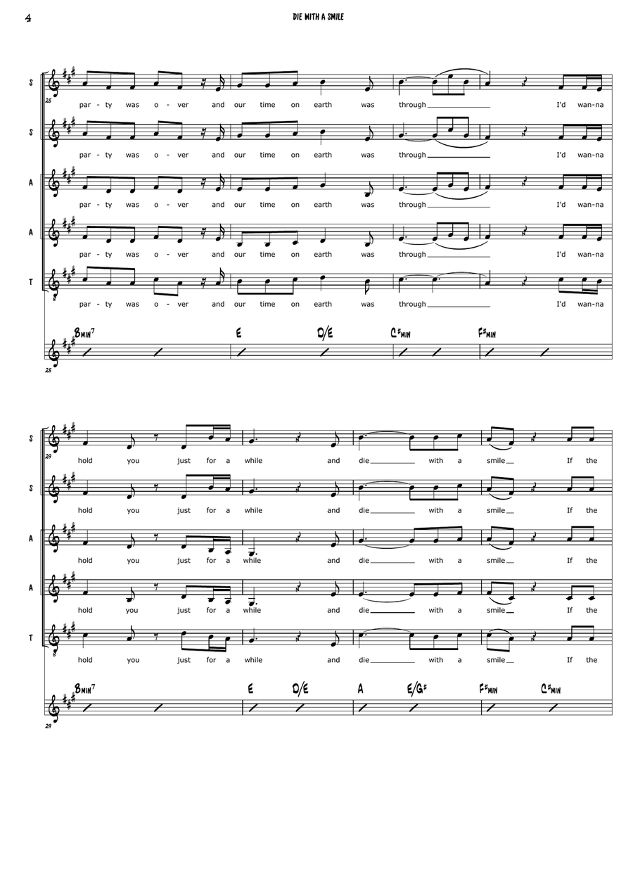 Die With A Smile Die With A Smile 4-Part scores gallery preview page 4