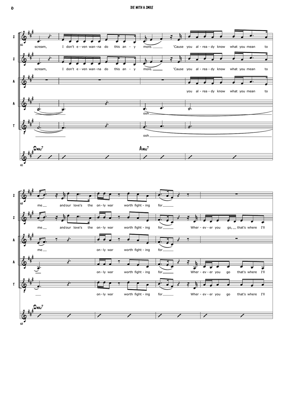 Die With A Smile Die With A Smile 4-Part scores gallery preview page 6