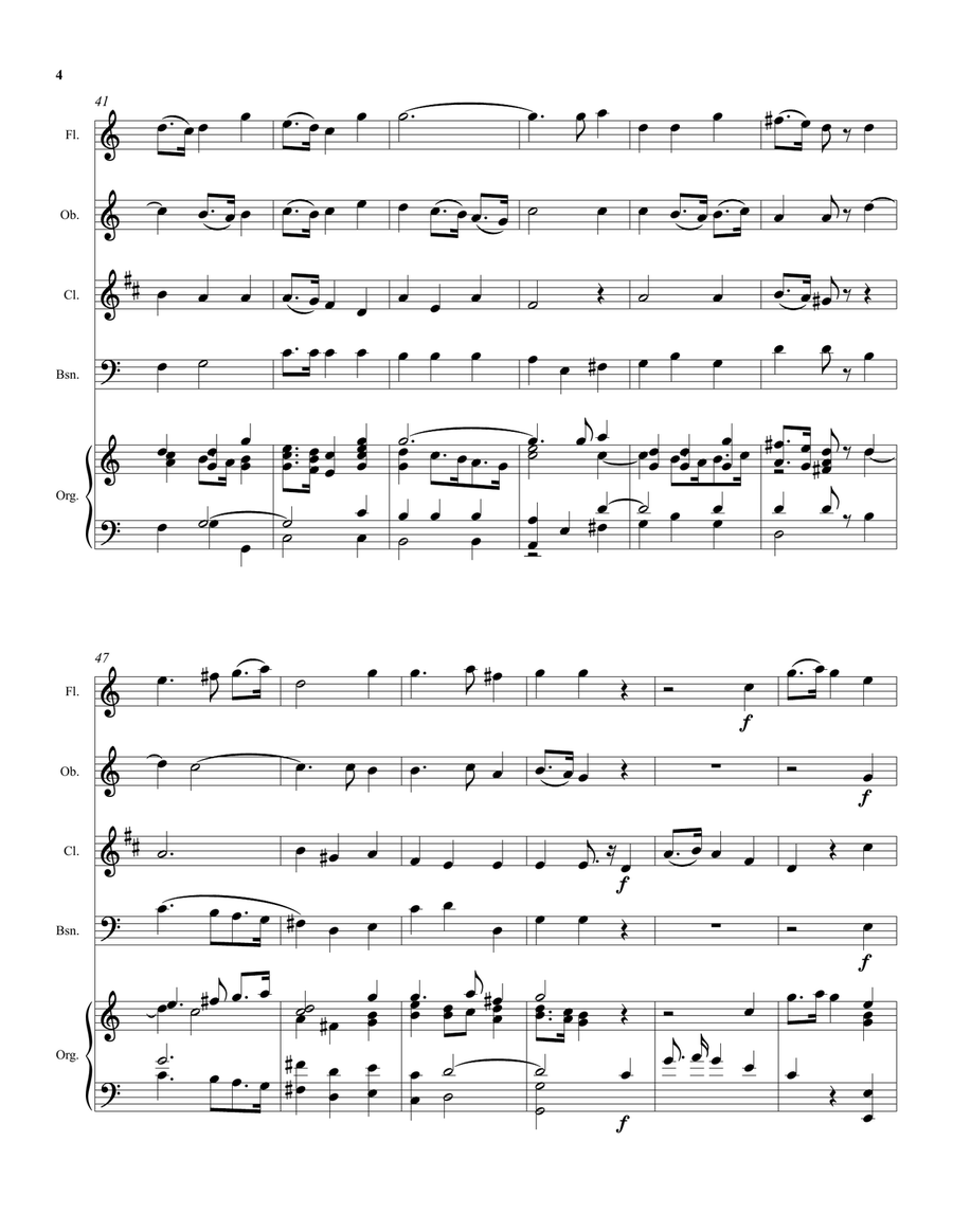 Thou visitest the earth (harvest anthem) arranged for wind quartet and organ (or keyboard) Small Ensemble scores gallery preview page 4