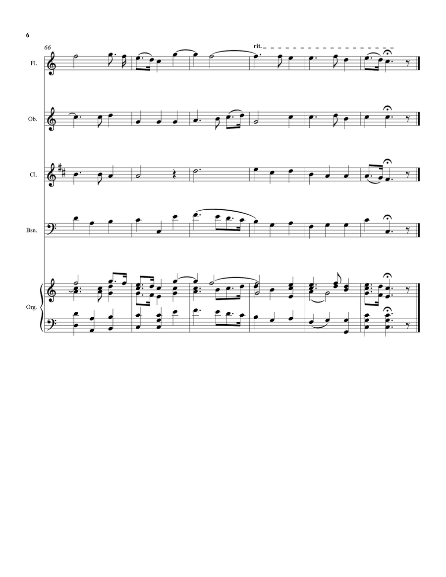 Thou visitest the earth (harvest anthem) arranged for wind quartet and organ (or keyboard) Small Ensemble scores gallery preview page 6