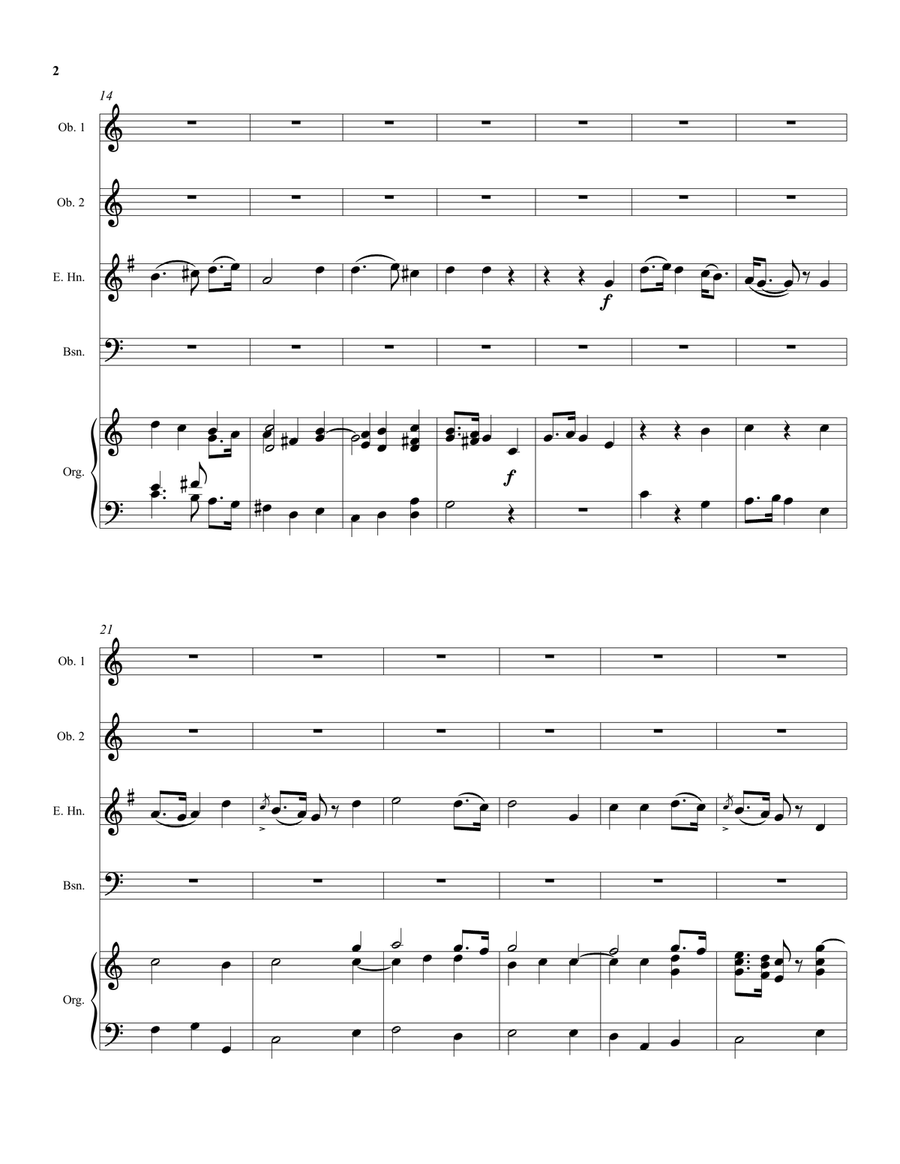 Thou visitest the earth (harvest anthem) arranged for double reed quartet and organ (or keyboard) Small Ensemble scores gallery preview page 2