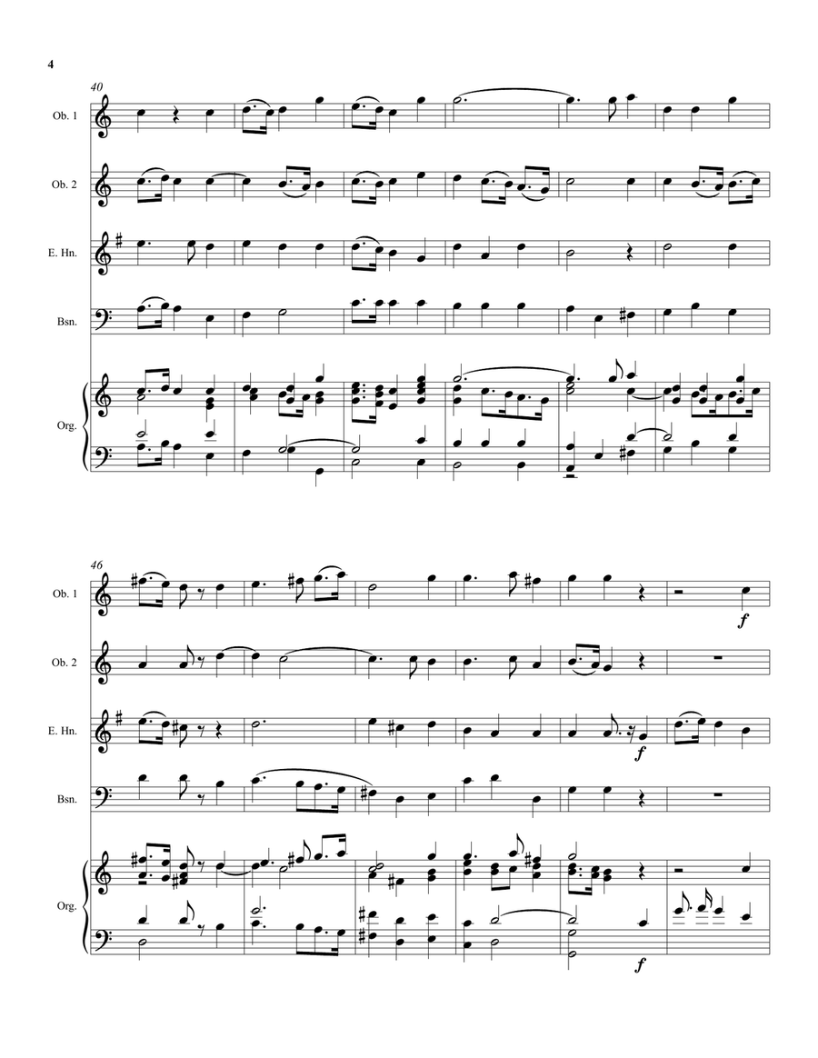 Thou visitest the earth (harvest anthem) arranged for double reed quartet and organ (or keyboard) Small Ensemble scores gallery preview page 4