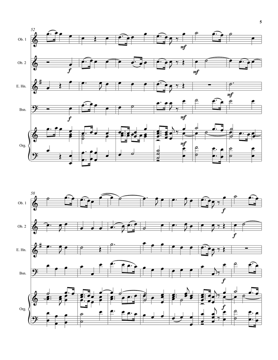 Thou visitest the earth (harvest anthem) arranged for double reed quartet and organ (or keyboard) Small Ensemble scores gallery preview page 5