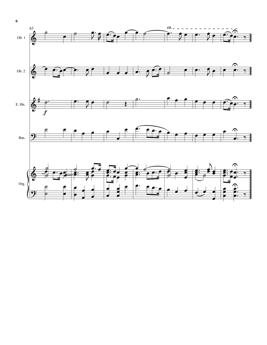 Thou visitest the earth (harvest anthem) arranged for double reed quartet and organ (or keyboard) Small Ensemble scores gallery preview page 6