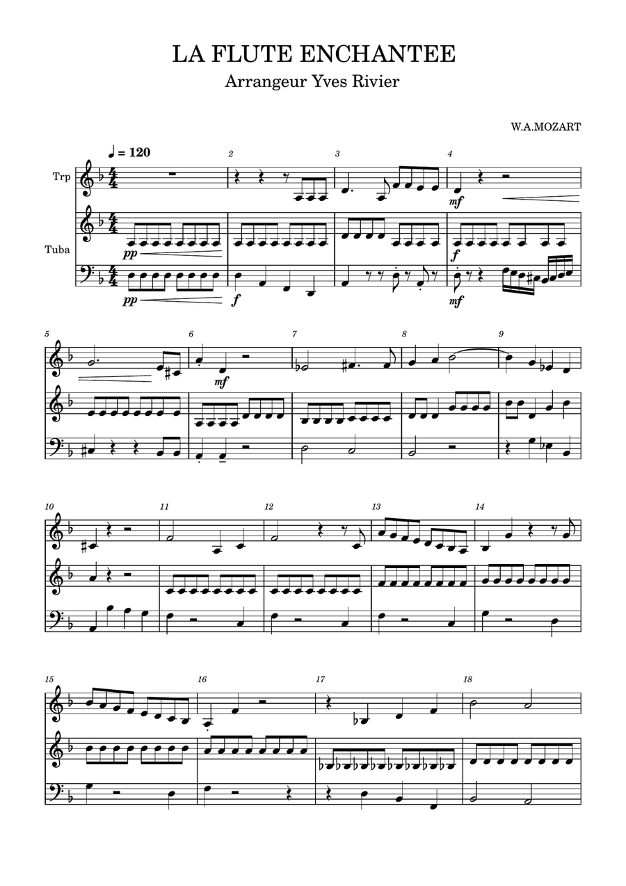 Flute enchantée Flute enchantée Brass Trio scores gallery preview page 1