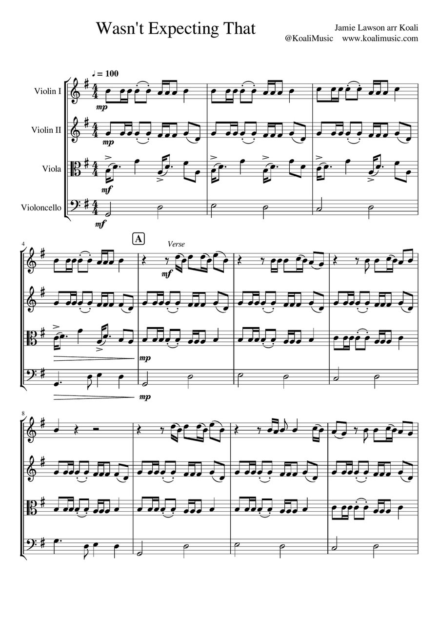 Wasn't Expecting That String Quartet scores gallery preview page 1