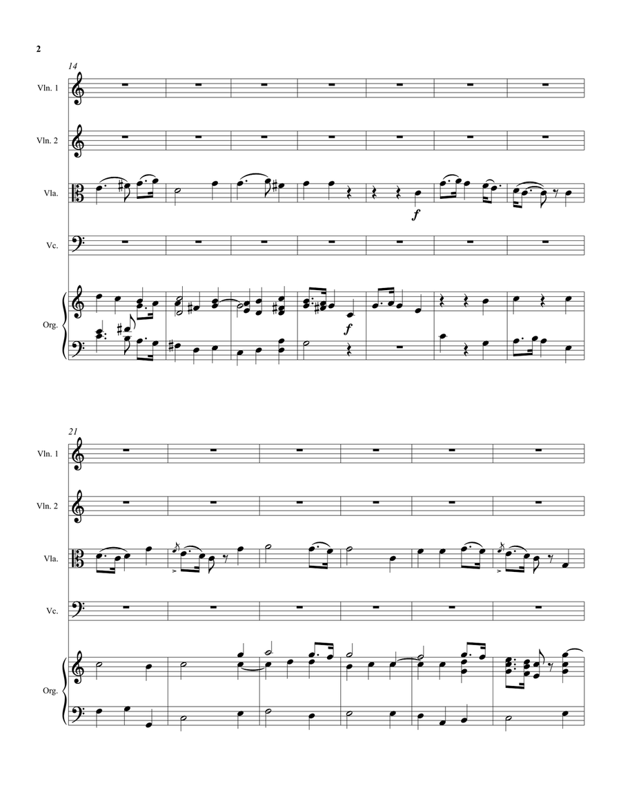 Thou visitest the earth (harvest anthem) arranged for string quartet and organ (or keyboard) Small Ensemble scores gallery preview page 2
