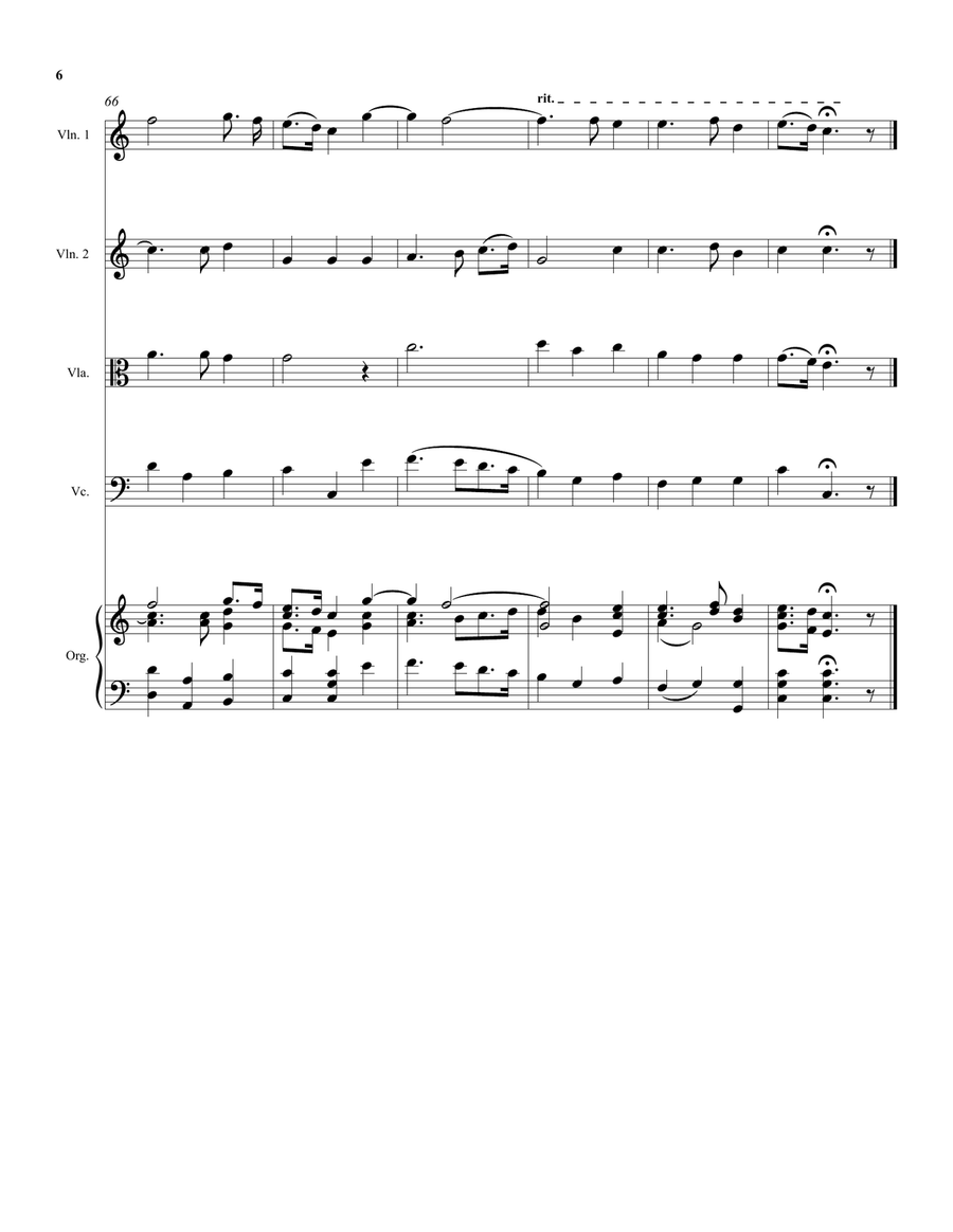 Thou visitest the earth (harvest anthem) arranged for string quartet and organ (or keyboard) Small Ensemble scores gallery preview page 6